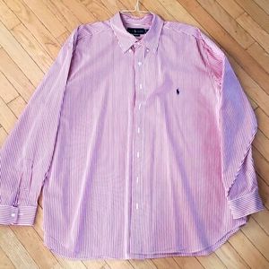 Polo Pinstrip Dress Shirt Size 2XB/ 2G Classic Fit